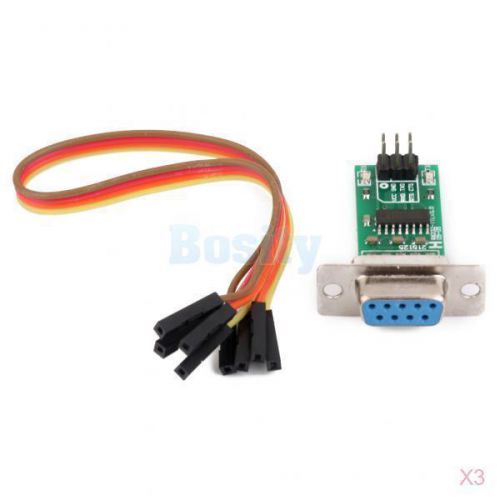 3x max3232 rs232 serial port to ttl converter module connector w/ 4 jump cables for sale