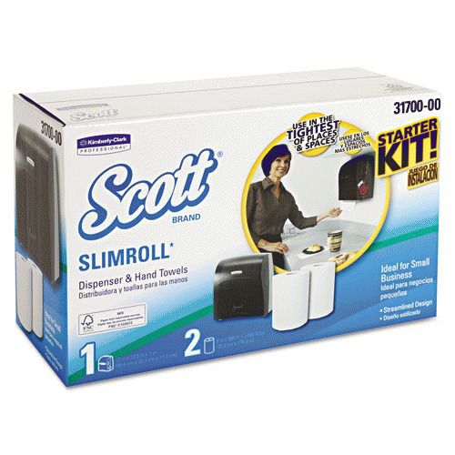 New kimberly clark 31700 scott slimroll hard roll towel dispenser starter kit, for sale