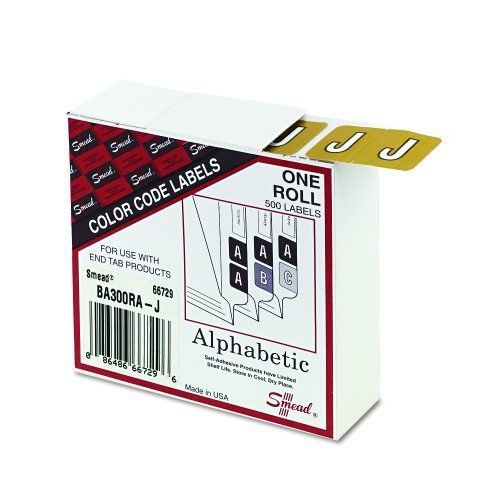 Smead ba300ra color-coded alphabetic label, j, label roll, gold, 500 labels per for sale