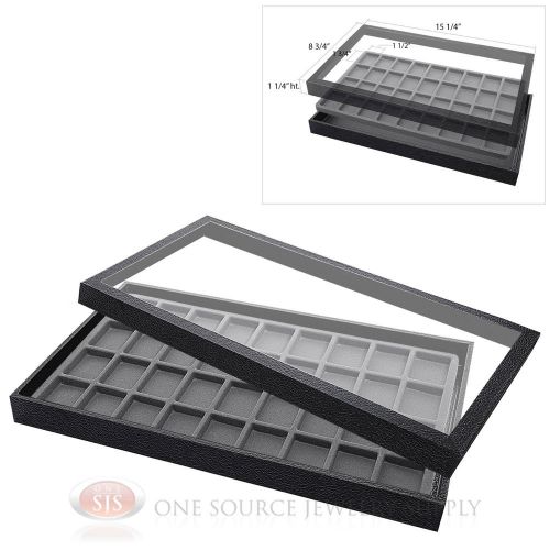 (1) Acrylic Top Display Case &amp; (1) 36 Compartmented Gray  Insert Organizer