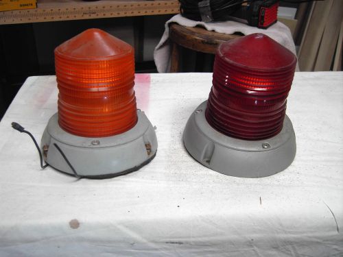 2 Industrial Strobe Lights Red Amber Steampunk Fixture Parts Man Cave Warning