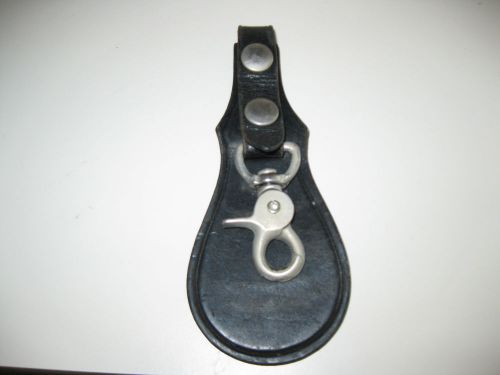Vintage Bucheimer #B5C Black Leather Police Key Holder Fob Ring