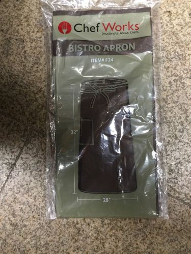 Chef Works French Bistro Apron Lot Of 7 #F24 Chocolate Brown New In Bag 32&#034;x28&#034;