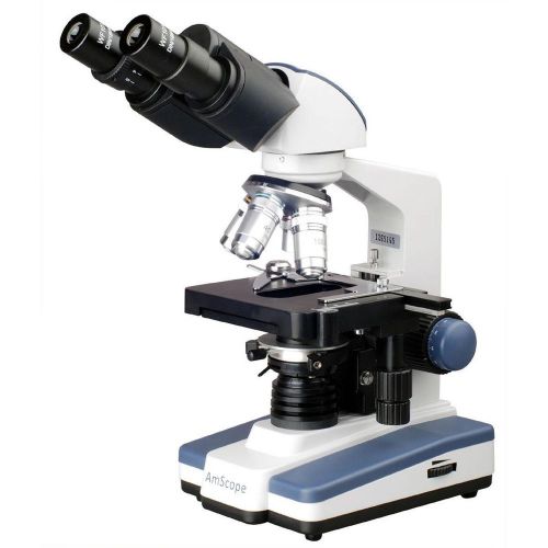 AmScope 40X-2500X LED Lab Compound Microscope with 3D Two-Layer Mechanical Stage