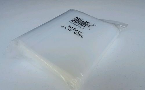 50 ZIPLOCK BAGS 8&#034;x10&#034; Heavy Duty 6 MIL THICK RECLOSABLE CLEAR 8x10 PLASTIC BAGS