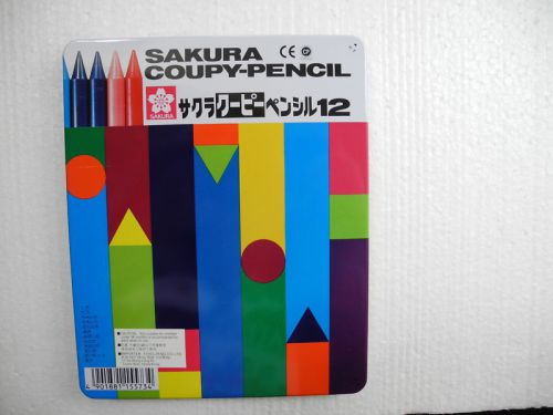 Sakura coupy-pencil 12 color with metal box free eraser and Sharpener (Japan)