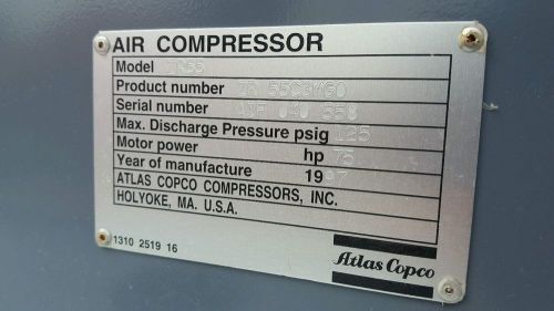 Atlas copci zr55 continuous air compressor
