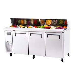 Turbo air jst-72, 72-inch refrigerated salad / sandwich prep. table with three d for sale
