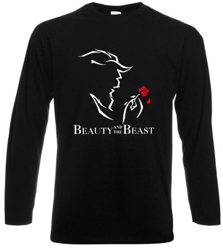 BEAUTY AND THE BEAST Broadway Musical Show Long Sleeve Black T-Shirt Size S-3XL