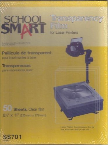 SS701 School Smart Transparency Film for Laser Printers; 50 Sheets Clear Film; 8