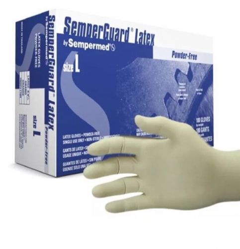 Latex Industrial Gloves, Powder Free, By Sempermed, Size Large, 1 box/100