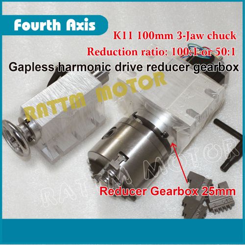 Rotary 4th Axis K11-100mm 3 Jaw Chunk 100:1+tailstock For CNC Engraving Machine
