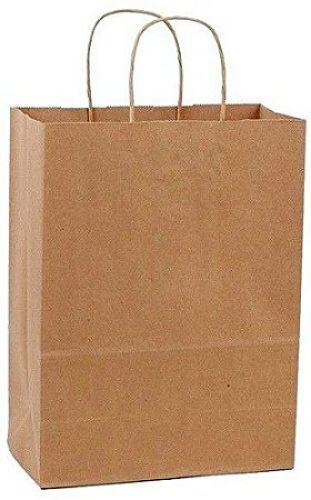 Duro SHOP13-50PK 50 Paper Retail Shopping Bags Kraft With Rope Handles