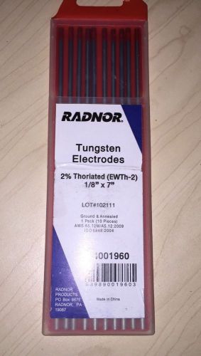 Radnor 1/8&#034; X 7&#034; Ground Finish 2%Thoriated Tungsten Electrode 64001960( 10 pcs )