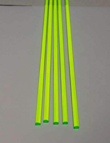 5 pc 1/4&#034; diameter clear green fluorescent acrylic plexiglass rod short 12” inch for sale