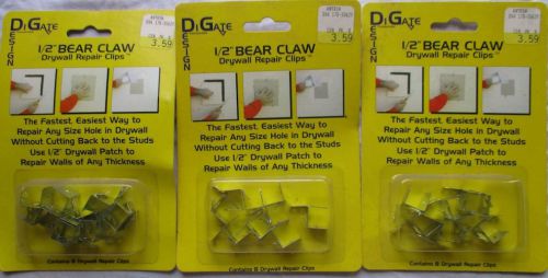3 packs di gate design 1/2&#034; bear claw drywall repair clips 8 clips per pack for sale