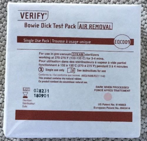 New Steris EQC009 - Verify Bowie-Dick Test Pack- Lot / Quantity Of 10 Packs