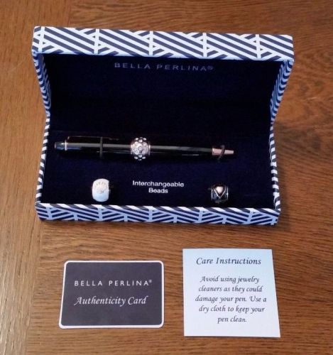 New Black Bella Perlina Writing Pen Interchangeable Beads Gift Box