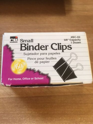 CLI Small Binder Clips Steel Wire 3/8&#034; Capacity 3/4&#034; Wide Black/Silver