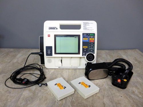 Lifepak 12 monophasic 3 lead ecg pace aed analyze hard paddles battery for sale