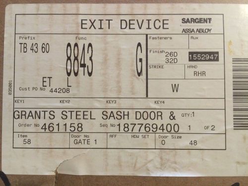 Sargent 8844 G Rim Exit Device Metal Doors Latch Retraction