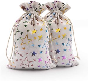 SumDirect 16pcs 6x9Inch Color Star Burlap Gift Bags with Drawstring, Jewelry Pou