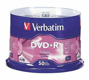 VERBATIM VER95037 DVD+R Disc,4.70 GB,120 min,16x,PK50
