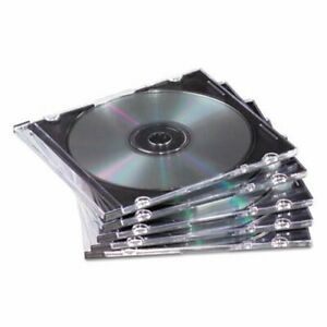 Fellowes Thin Jewel CD Case, Clear/Black, 50 Cases (FEL98330)
