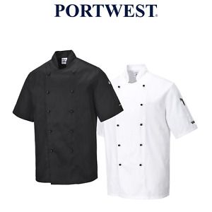 Portwest Mens Kent Chefs Jacket Mandarin Collar Durable Comfort Work C734
