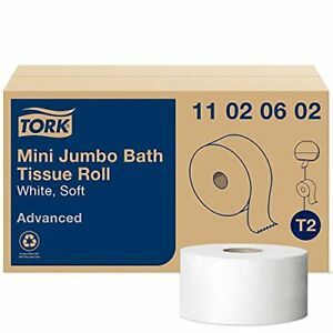 Tork Advanced 11020602 Soft Mini Jumbo Bath Tissue Roll Perforated 2-Ply 7.36...