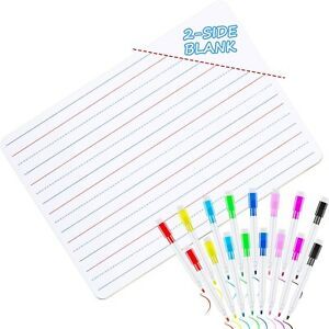 17 Piece Lined Dry Erase Board Kit, Includes 1 Piece 12 x 8 Inch Ruled Lap Bo...