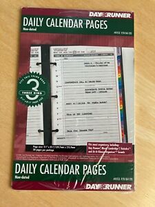 Day Runner Daily Calendar Pages - Non Dated - 5 1/2&#034;  X 8 1/2&#034; - 30 Pages - NIP