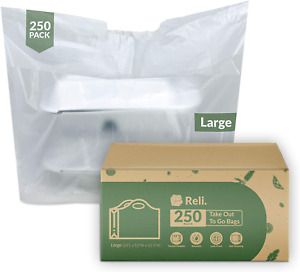 Reli. To Go Bags / Take Out Bags 250 Count BulkLarge 23&#034;L x 12&#034; W x 12.5&#034;H Bags
