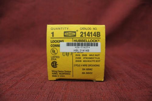 Hubbell hbl21414b locking connector 3 pole 4 wire new for sale