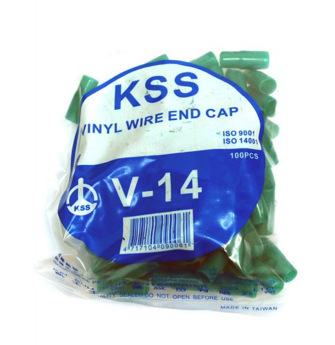 100pc Vinyl (soft flexible PVC) wire end cap V-14GN V-14 Color=Green RoHS KSS