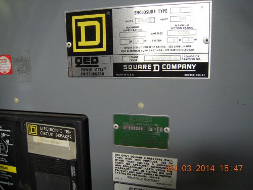 Square d switch gear 1200amp (120/208) for sale