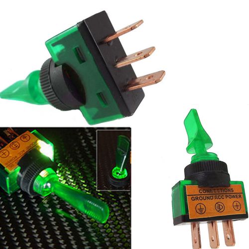10PCS 12V 20A Green LED OFF/ON SPST Toggle Rocker Switch 3Pin For Car Boat