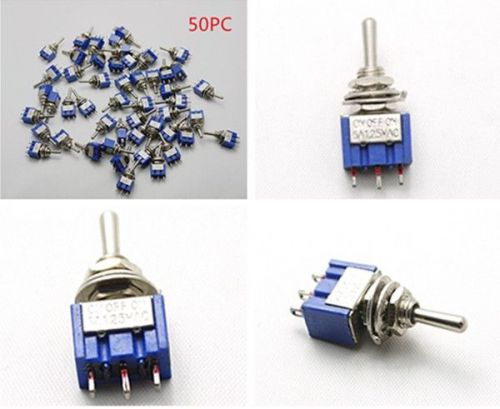 50pcs 3-Pin SPDT ON-OFF-ON Toggle Switch 3A 250VAC/6A 125V MTS-103