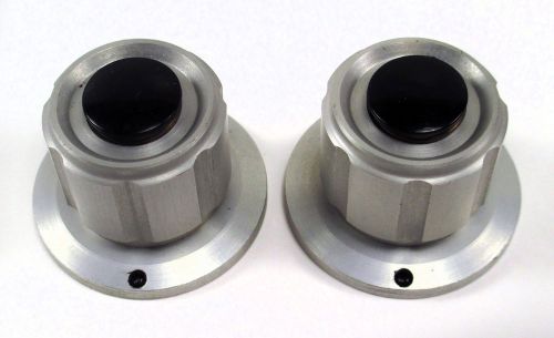 2 Solid Aluminum Skirted Pointer Knobs 1.37&#034; w/Black Cap &amp; Screw Connection
