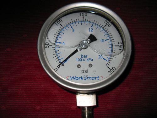 Work Smart 300 PSI Liquid Filled Stainless Steel  4inch -100mm Gauge WSPG-HM-01A