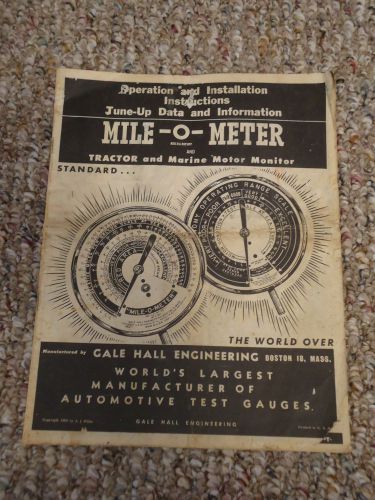 Operation&amp;Installation Instructions Tune-Up Data&amp;Info. Mile-O-Meter Gale Hall