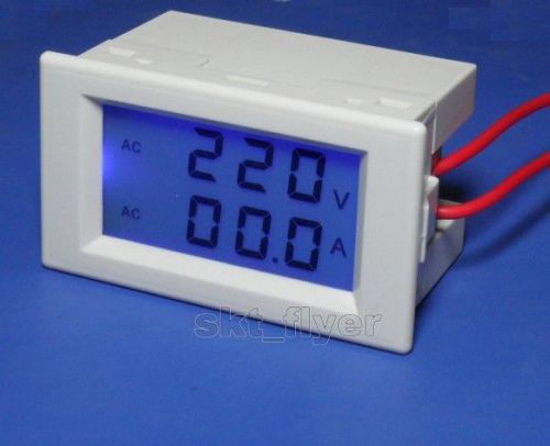 White 100A 300V AC Digital Ammeter Volt Meter LCD Panel Amp Voltmeter 110V 220V