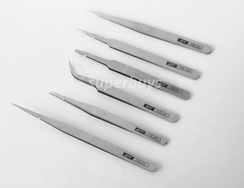 6 Stnl Steel TS10-15 Anti-Static Electro Magnetic Discharge Tweezer Set Tool ESD