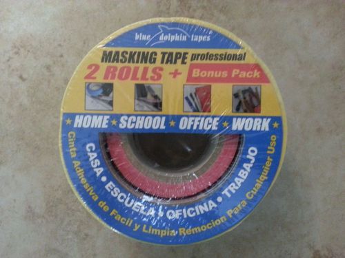 2 Rolls Blue Dolphin Painters Masking Tape Roll 1&#034; 180 Feet Indoor Outdoor