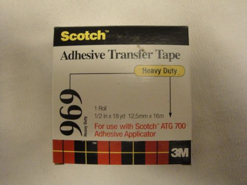 Scotch atg adhesive transfer tape 969 clear heavy duty tape, 0.50 x 18 yd 3m for sale
