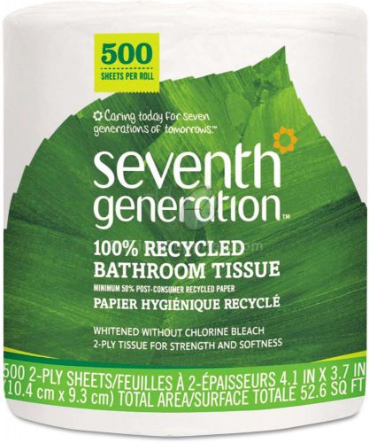 2-Ply Bathroom Tissue, Seventh Generation, 500 sheet 1 Roll