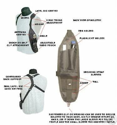 Secret agent style shoulder radio harness for left handed 300-r. for sale