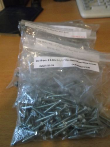 225+pc.lot x various sizes x hex head sheet metal screws 5- sizes! for sale