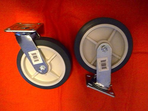 2 NEW 8 INCH X 2 INCH SWIVEL TPR RUBBER CASTERS