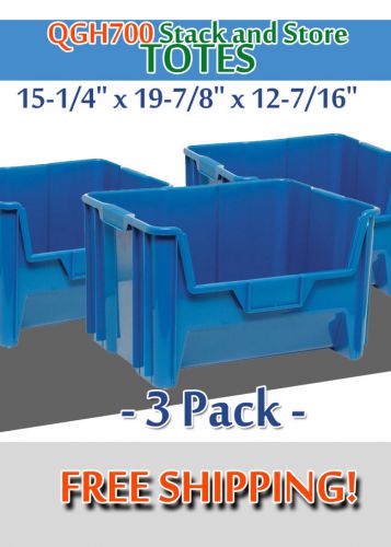 Quantum storage systems qgh700bl stack bin, 3 - pack - 12.4x19.8x15.25, blue for sale